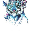Load image into Gallery viewer, Blue Tiger and Butterflies Best Temporary Tattoos
