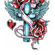 Load image into Gallery viewer, Blue Winged Cross in Red Roses Best Temporary Tattoos
