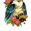 Load image into Gallery viewer, Blue Winged Owl and Peach Colored Roses Best Temporary Tattoos
