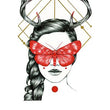 Load image into Gallery viewer, Braided Woman Red Butterfly Mask Antlers Best Temporary Tattoos

