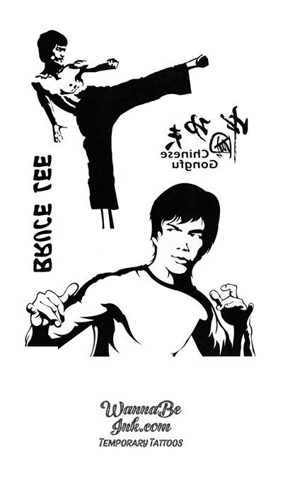 Bruce Lee kick Best Temporary Tattoos