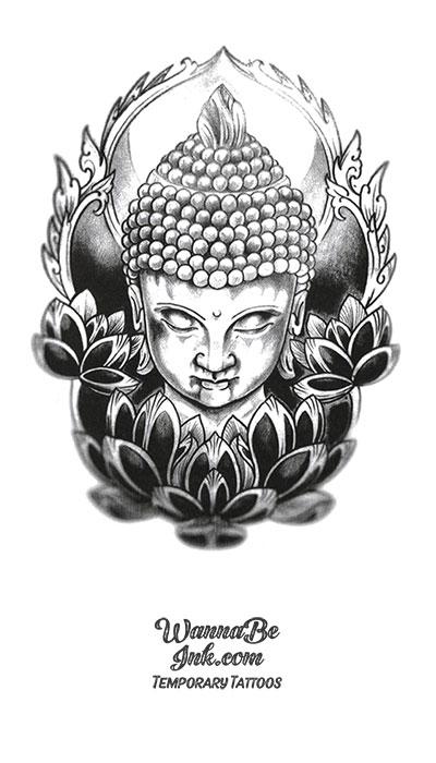 Buddha And Lotus Blossom Shrine Best Temporary Tattoos