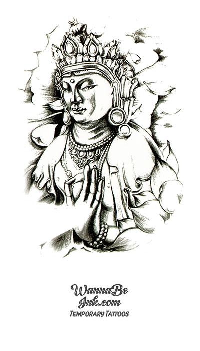 Buddha Sketch Black And White Best Temporary Tattoos