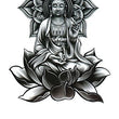 Load image into Gallery viewer, Buddha Statue Seated on Lotus Flower Best Temporary Tattoos
