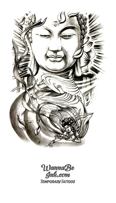 Buddha With Flying Woman Best Temporary Tattoos
