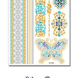 Load image into Gallery viewer, Butterfly with Light and Dark Blue and Woven Floral Patterns Metallic Temporary Tattoos
