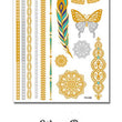 Load image into Gallery viewer, Butterfly Bow Mandala and Feather in Green and Gold Metallic Temporary Tattoos
