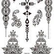Load image into Gallery viewer, Butterfly Floral and Geometric Pattern Henna Style Black Temporary Tattoo Sheet
