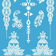 Load image into Gallery viewer, Butterfly Floral and Geometric Pattern Henna Style White Temporary Tattoo Sheet
