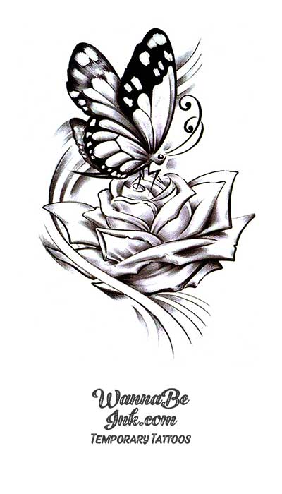 Butterfly On Rose Best Temporary Tattoos