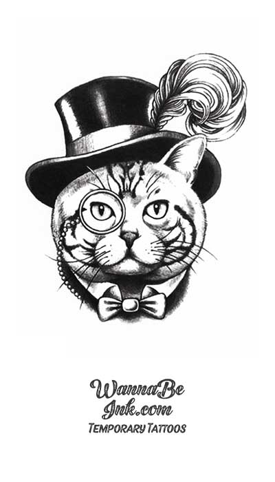 Cat in Top Hat Best Temporary Tattoos