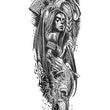 Load image into Gallery viewer, Celtic God Beautiful Woman Wolf with Blood Temporary Sleeve Tattoos
