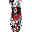 Load image into Gallery viewer, Chola Girl Skull Face Wolf Geometric Pattern and Raven Temporary Sleeve Tattoos
