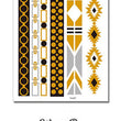 Load image into Gallery viewer, Circles and Bricks with Native American Design Suns in Bands Metallic Temporary Tattoos
