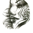 Load image into Gallery viewer, Close Up Face of Woman WIth Rose in Hair Best Temporary Tattoos
