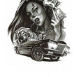Load image into Gallery viewer, Clown Faced High Roller Woman and Car Best Temporary Tattoos
