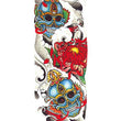 Load image into Gallery viewer, Colorful Asian Skulls with Lotus Temporary Sleeve Tattoos
