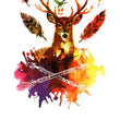 Load image into Gallery viewer, Colorful Autumn Deer and Feathers Best Temporary Tattoos
