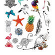 Load image into Gallery viewer, Colorful Birds Starfish and Pineapple with Flowers Best Temporary Tattoos
