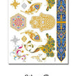 Load image into Gallery viewer, Colorful Gold Green and Blue Peacocks with Gold Hamsa and Blue Arabic Band Design Temporary Tattoos
