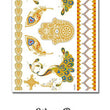 Load image into Gallery viewer, Colorful Gold Green and Blue Peacocks with Gold Hamsa and Feathers Metallic Temporary Tattoos
