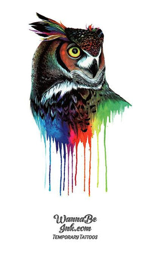 Colorful Horned Owl Best Temporary Tattoos