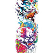 Load image into Gallery viewer, Colorful Kabuki Demon Figure with Blue Lotus and Gold Filigree Temporary Sleeve Tattoos
