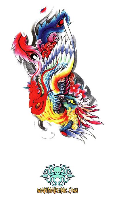 Colorful Phoenix Bird Best Temporary Tattoos