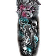 Load image into Gallery viewer, Colorful Sexy Angel Skulls Blue and Pink Roses Swallow Sun Burst Temporary Sleeve Tattoos
