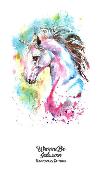 Colorful White Unicorn Best Temporary Tattoos