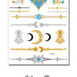 Load image into Gallery viewer, Crescent Moons with Blue and Gold Jewelry Design Metallic Temporary Tattoos

