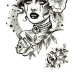 Load image into Gallery viewer, Green Flower and Petals In Hair Of Woman Best Temporary Tattoos
