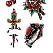Load image into Gallery viewer, Dagger Cross and Drumsticks Best Temporary tattoos
