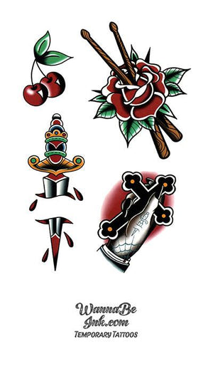 Dagger Cross and Drumsticks Best Temporary tattoos