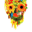 Load image into Gallery viewer, Daisy Face Skull with Blue Butterfly Best Temporary Tattoos
