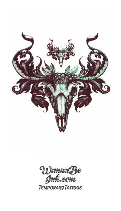 Deer Skull and Antlers by Two Best Temporary Tattoos
