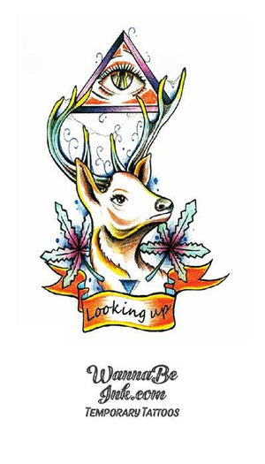 Deer With All Seeing Eye on Pyramid Best Temporary Tattoos