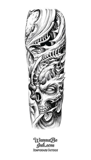 Demon Skull Under Skin Temporary Sleeve Tattoos