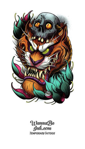Devil Tiger face and Skull Best Temporary tattoos