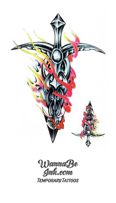 Dragon Dagger On Fire Best Temporary Tattoos
