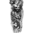 Load image into Gallery viewer, Dragon Guardian Angel Skull Rose Lion Crown Compass Temporary Sleeve Tattoos

