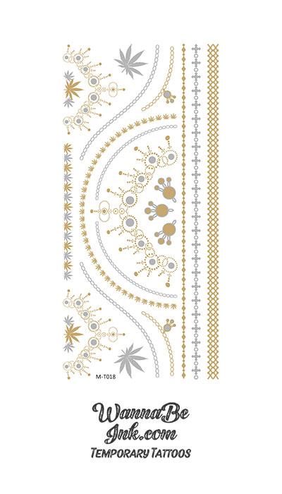 Drop Dots and Leaf Plants in Metallic Temporary Tattoos