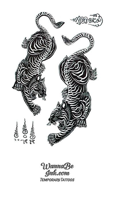 Dual Black Tigers Best Temporary Tattoos
