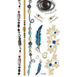 Load image into Gallery viewer, Eyes Beaded Necklaces and Blue Feathers Metallic Temporary Tattoos
