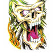 Load image into Gallery viewer, Fanged Skull With Green Wispy Hair Best Temporary Tattoos
