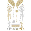 Load image into Gallery viewer, Feathers Arrows and Dream Catchers in Gold And Silver Temporary Tattoos

