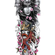 Load image into Gallery viewer, Female Samurai Kabuki Samurai with Cherry Blossoms Temporary Sleeve Tattoos
