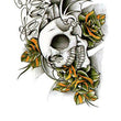 Load image into Gallery viewer, "Fierce" Bat Winged Skull and Yellow Flowers Best Temporary Tattoos
