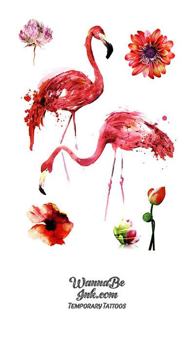 Flamingos and Flowers Best Temporary Tattoos