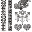 Load image into Gallery viewer, Floral Inspired Heart Lotus Hennah Style Black Temporary Tattoo Sheet
